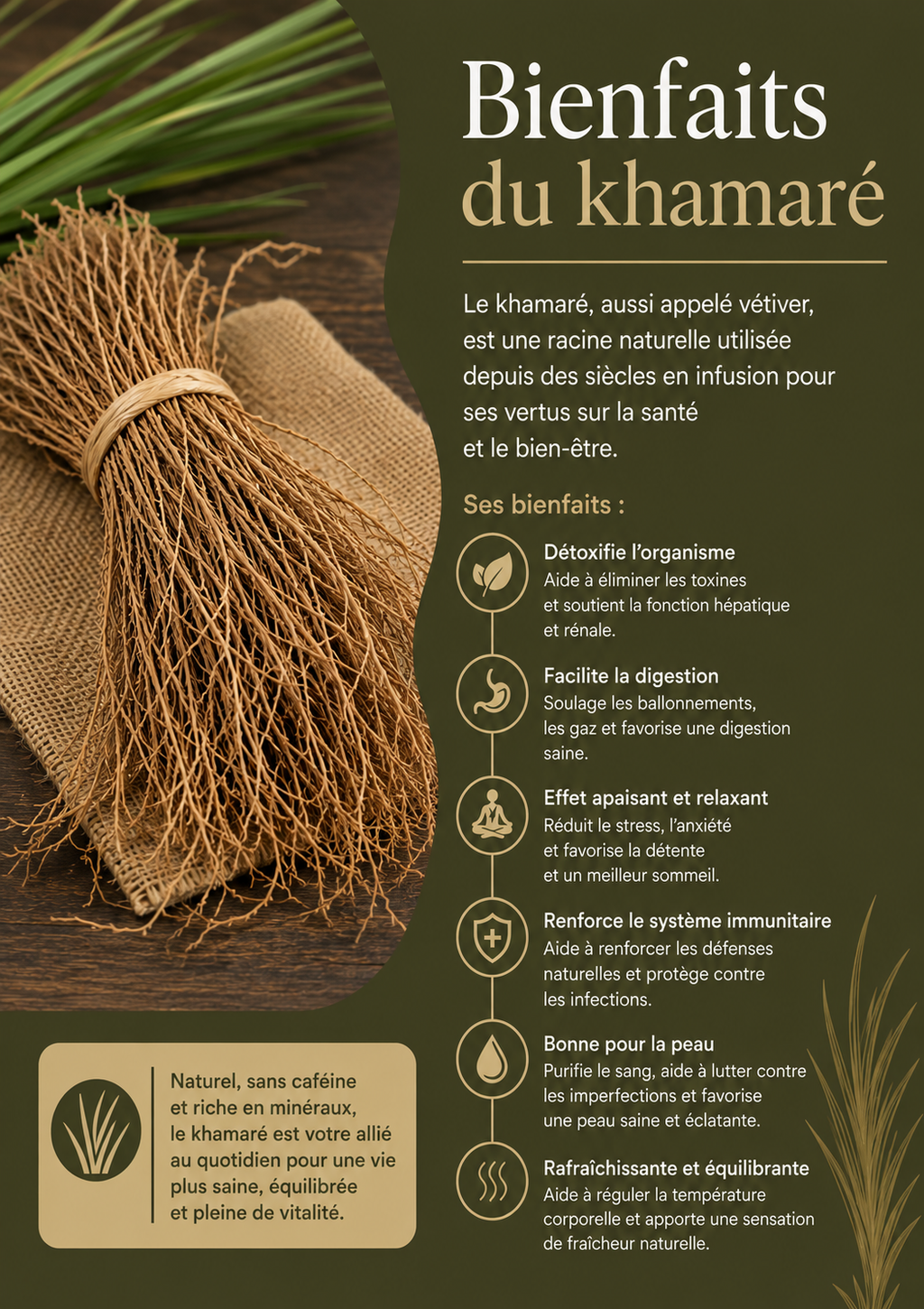 Khamaré / Gongoli / Racines de vétiver / Cepp ( lot de 10 tiges ) Euneldbeauty